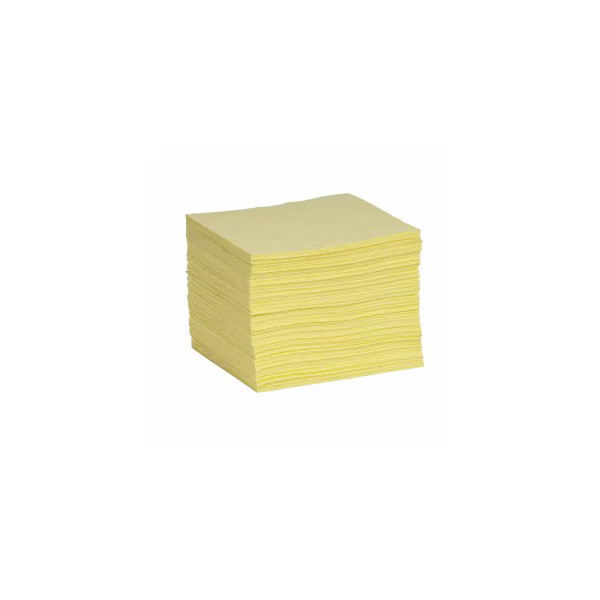Spilltech Sorbent Pad, 18 gal, 10 in x 14 in, Harsh Chemicals, Yellow,