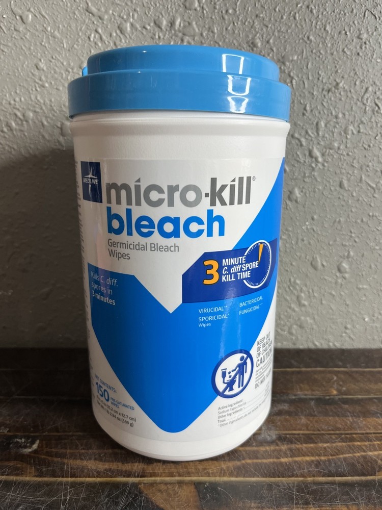6 Pack Medline Micro-Kill Bleach Germicidal Wipes 150 Ct Disinfectant