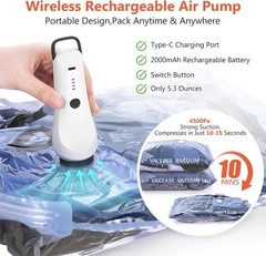 Vacuum Storage Bags with Pump, 10 Pack Travel Compression Bag for Travel,