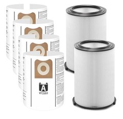 RIDGID VF4000 Filter Set – 2 VF4000 Filters & 4 VF3502 Bags for 5 Gallon Vacuums