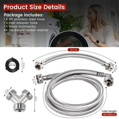 4Ft Steam Dryer Hose Kit by Puxyblue Includes Braided Stainless Silver