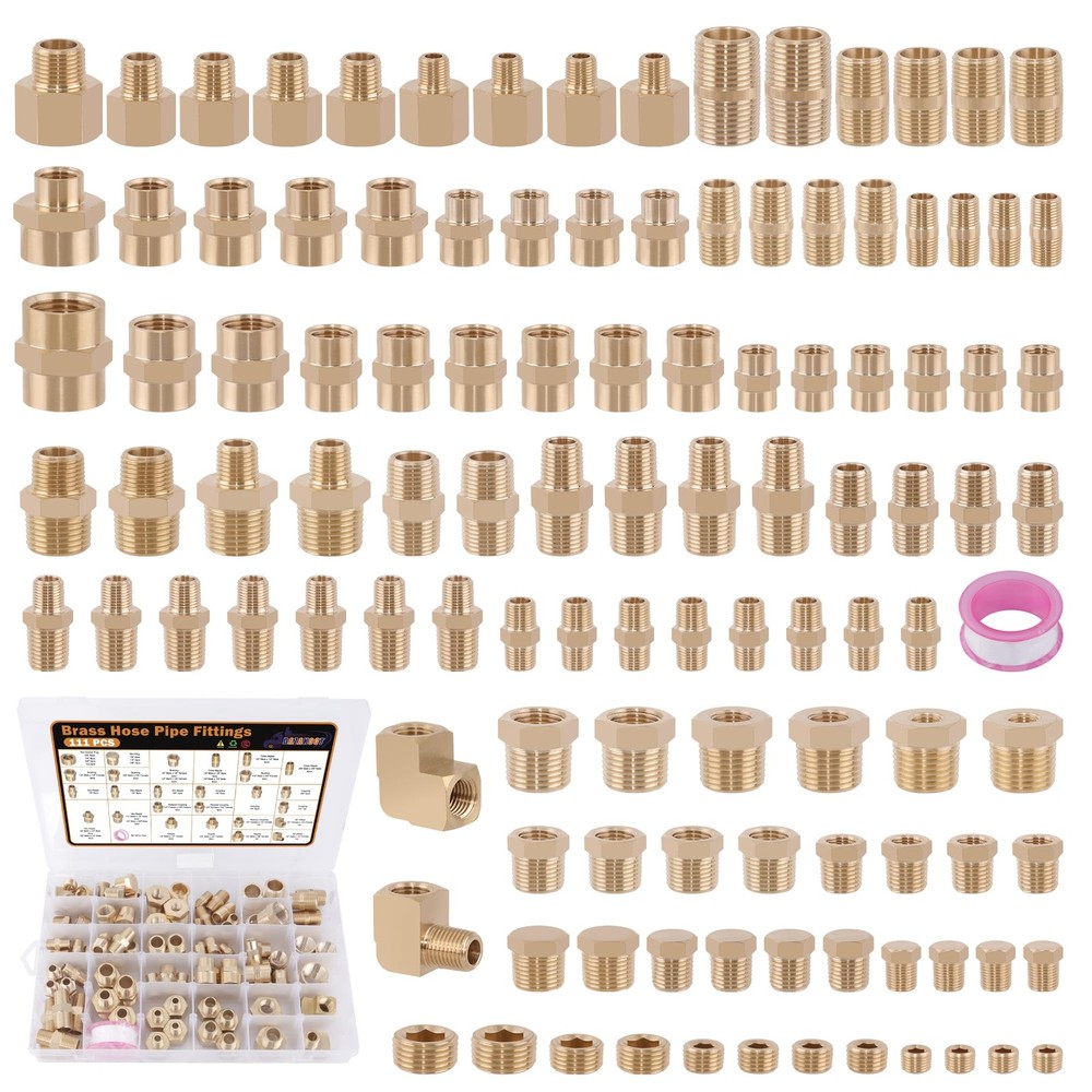 Dazakoot 111Pcs Hose Pipe Fitting Assortment Kit, NPT Adapter, 111pcs, /