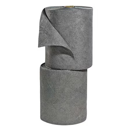 Spilltech Grsb150m Sorbent Roll, 46 Gal, 15 In X 150 Ft, Universal, Gray, 2 Pk