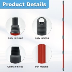 Mop Handle for Ocedar, O Cedar, Spin 4Section Iron, Red Iron