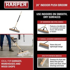 Harper 24 Inch Indoor Smooth-Surface Push Broom Flagged Bristles For Sand Saw