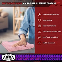 AIDEA Microfiber Cleaning Cloth Pink 20PK, Towels for