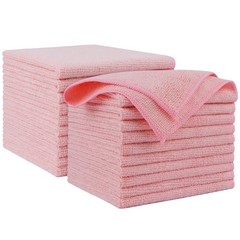 AIDEA Microfiber Cleaning Cloth Pink 20PK, Towels for