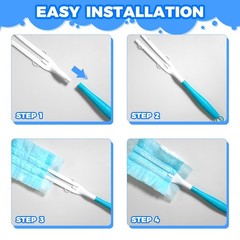 5PCS Duster Refills Folding Handles Set Compatible with Swiffer Blue