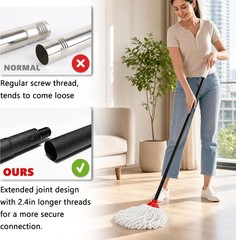 Indoor Cotton Mops for Floor Cleaning, 52″ Long Handle Cotton Mop, Cleaning Mops