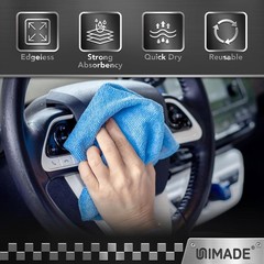 UNIMADE Shop Towels, 100 Pack Commercial Grade Work Rags Microfiber Towels for C