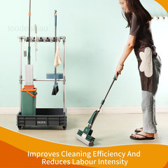 Broom mop Holder Cleaning Supplies Organizer Janitor carts on Wheels Housekeepin