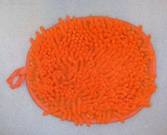 Orange Chenille Cleaning Sponge Mitt Polyester Washable