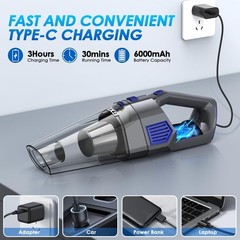 Gxzsk Handheld Vacuum Cordless, 15000PA Strong Suction Hand Held Car Vacuum