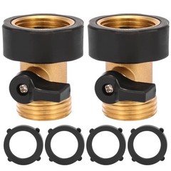 Sanpaint Water Hose Shut Off Valve, 2 Brass and Rubber Grip(2 Pack), 2 Pack