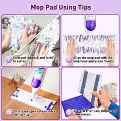 Funtin Power Mop Pads for Swiffer PowerMop, Unscented 40 Packs, White-purple