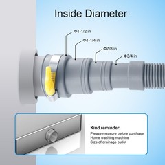 Elyfree Washing Machine Drain Hose, 6 Feet Universal Dishwasher 6 ft, Gray