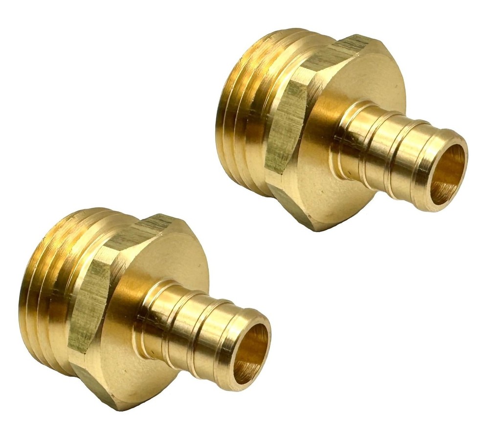 GRIDTECH (2 pack) Brass Garden Hose Adapter Fitting, 1/2″ and 3/4″,