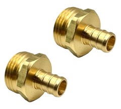 GRIDTECH (2 pack) Brass Garden Hose Adapter Fitting, 1/2″ and 3/4″,
