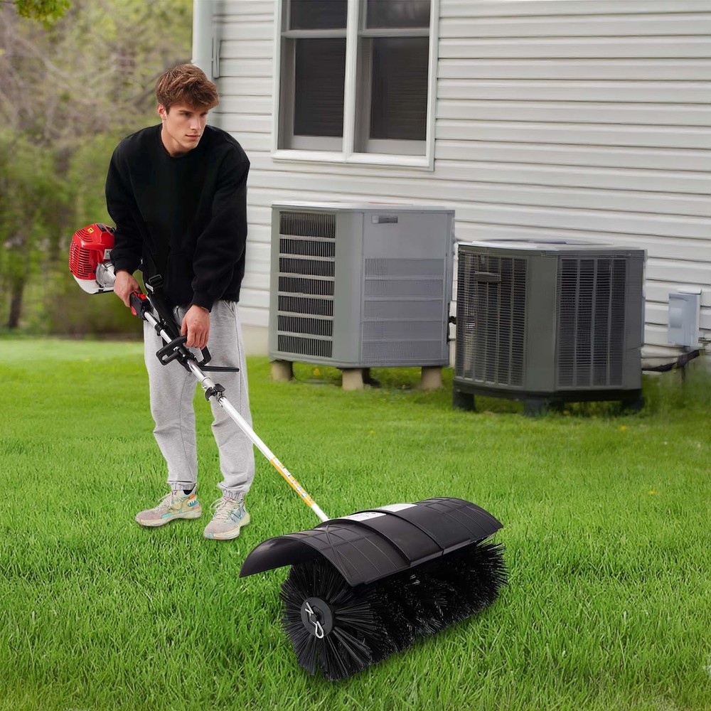 Gas Power Nylon Brush Broom Sweeper Artificial Grass Driveway Turf Snow Clean US