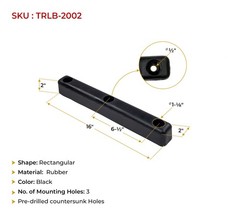 4 Pack 16″x2″x2″ Rectangular Rubber Dock Bumper with 3 Holes Impact Resistant