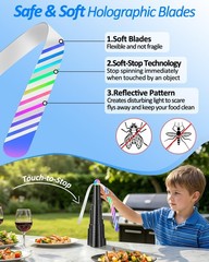 AMFLOWER Fly Fans for Tables, USB Powered Rechargeable Food Medium, Black