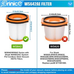 Erinice Ws642Ae Filter For Shark Wandvac Self-Empty Cordless Stick Vacuum