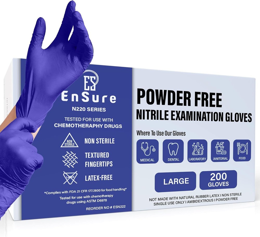 Blue Nitrile Gloves – 3 Mil Light-Duty Disposable Gloves, Powder &