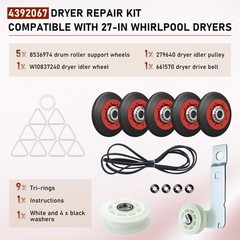 [Upgraded 5-Wheel] 4392067 Dryer Repair Kit & W10837240 Idler 27 inches