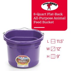 Little Giant 2 Gallon All Purpose Flat Back Plastic Bucket, Purple, (2 Pack)