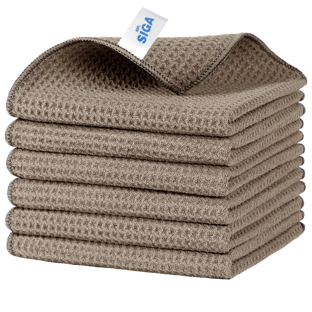 MR.SIGA Waffle Pattern Cleaning Cloths, 12.6 x inch, Sandy Brown