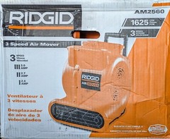 RIDGID 3-Speed Blower Fan Air Mover with Collapsible Handle and Rear Wheels