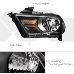 Left Driver Side Black Headlamp Housing ABS Plastic Reuse H13 Bulb L7400LHMEO