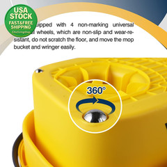Commercial Mop Bucket with Wringer Collapsible Plastic Yellow