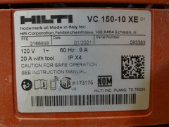 Hilti 8 Gallon Wet/Dry Vac Dust Extractor 120V 60Hz 9A, VC 150-10 XE