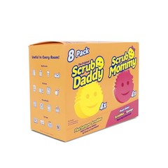 Scrub Daddy Original (4) + Mommy Kitchen 8 Count (Pack of 1), Orange