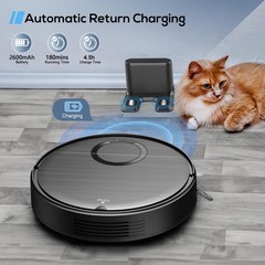 Robot Vacuum, 2 in 1 Vacuum and Mop Combo for Pet Owners: Strong Black