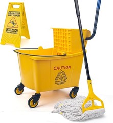 Kefanta 35 Qt Side Press Wringer Combo Commercial Mop Bucket on Wheels