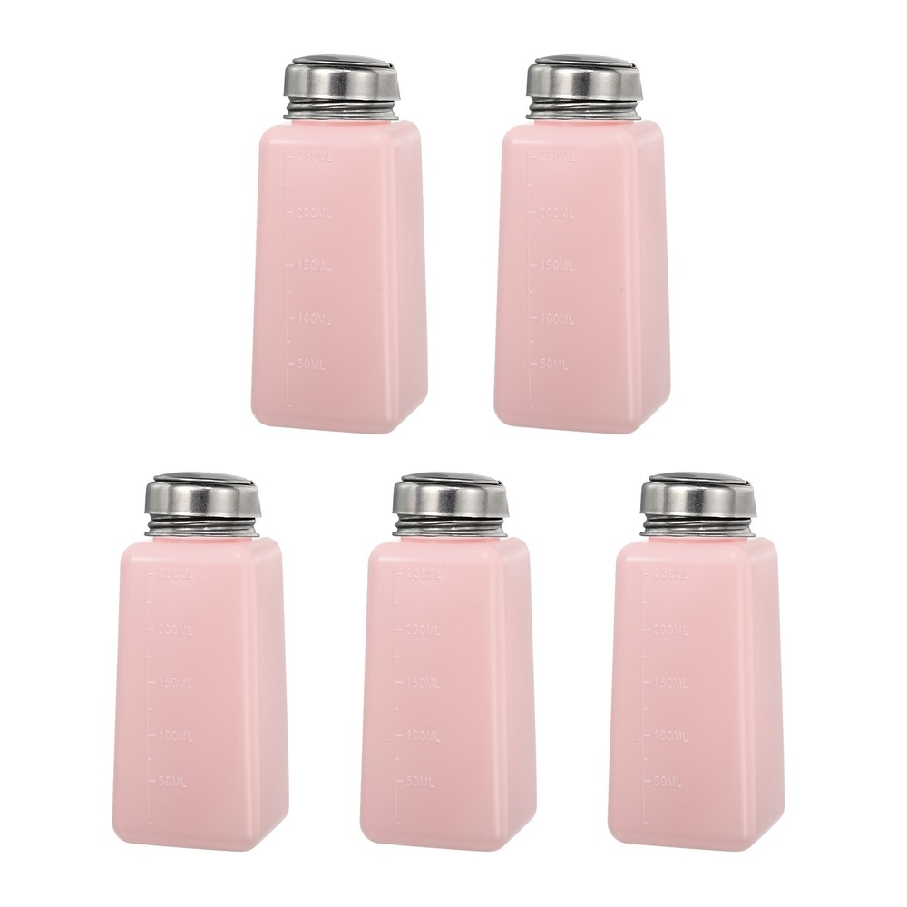 5pcs 8.5 Oz/250ml Alcohol Push Down Pump Dispenser Bottle Press, Pink