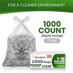8-10 Gallon Clear Trash Bags 1000 Count Commercial Office Wastebasket Can Liners