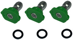 3PK Pressure Washer 1/4 QC Nozzle Tips, 25°, Green, 3.5 GPM (6 Month Warranty)