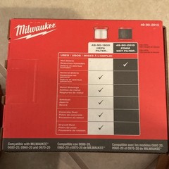 Milwaukee Foam Wet Filter 49-90-2015 Washable Wet/Dry Vac Filter
