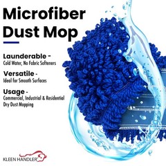 KLEEN HANDLER 24 Inch Microfiber Dust Mop, Medium 1 Pack, Blue – 24