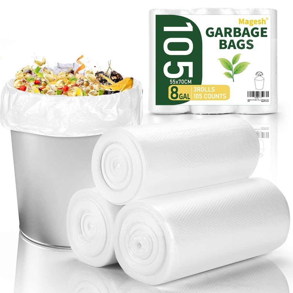 Magesh 8-10 Gallon Trash Bag Strong, Leakage-Free, Medium Garbage Bags Unscen…