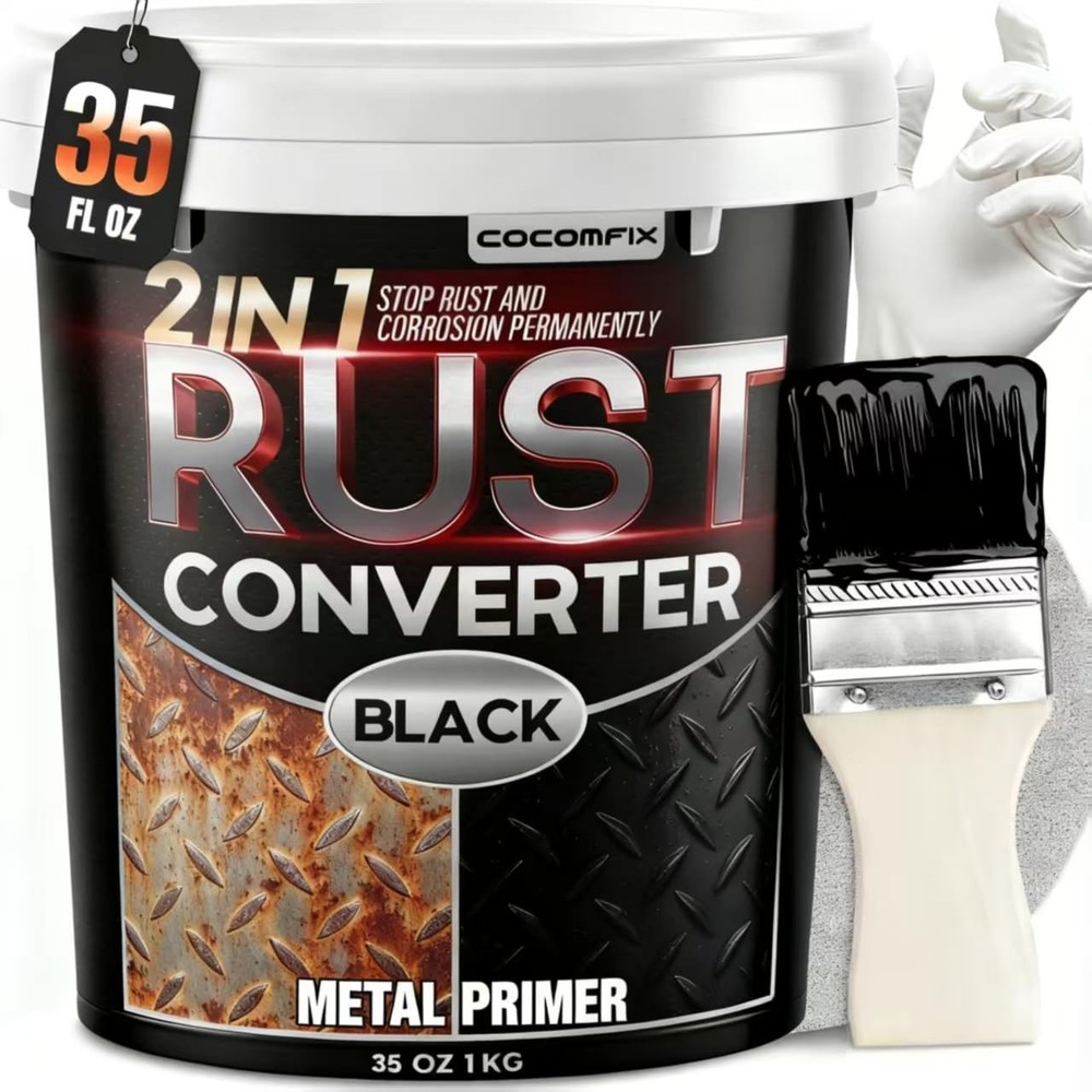 Rust Converter Paint & Metal Primer 35 oz HeatStable Matte Black for Trucks