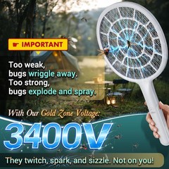 YsChois Electric Bug Zapper Racket 2 Pack AA Battery Indoor Outdoor Lightweight