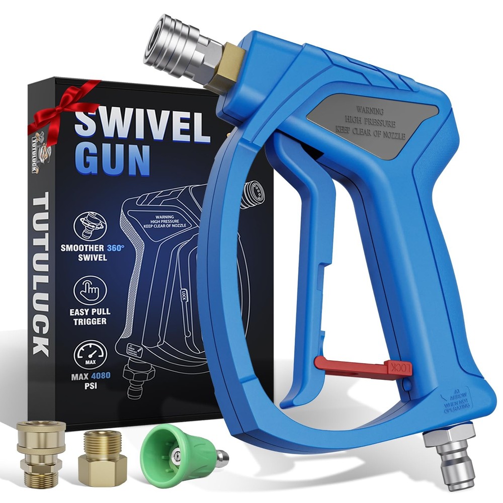 TUTULUCK® Pressure Washer Short Gun with 3/8″ Swivel, Power Small, Blue