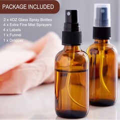 4 oz Amber Glass Spray Bottles – Small Empty Fine Mist 4 oz,