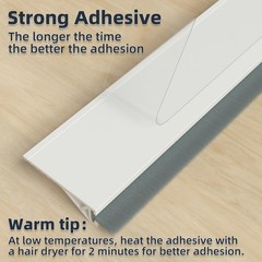 2 Pack Door Sweep with Brush, 39″ Silicone Under 39in*2 Pack, White