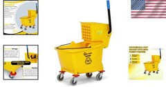 Heavy-Duty Yellow Mop Bucket with 50,000 Cycles Side Press Wringer – 26 Quart