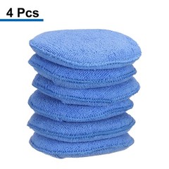 4pcs Microfiber Car Wash Sponge 6″x6″ Non-Scratch Foam Applicator Pads Blue